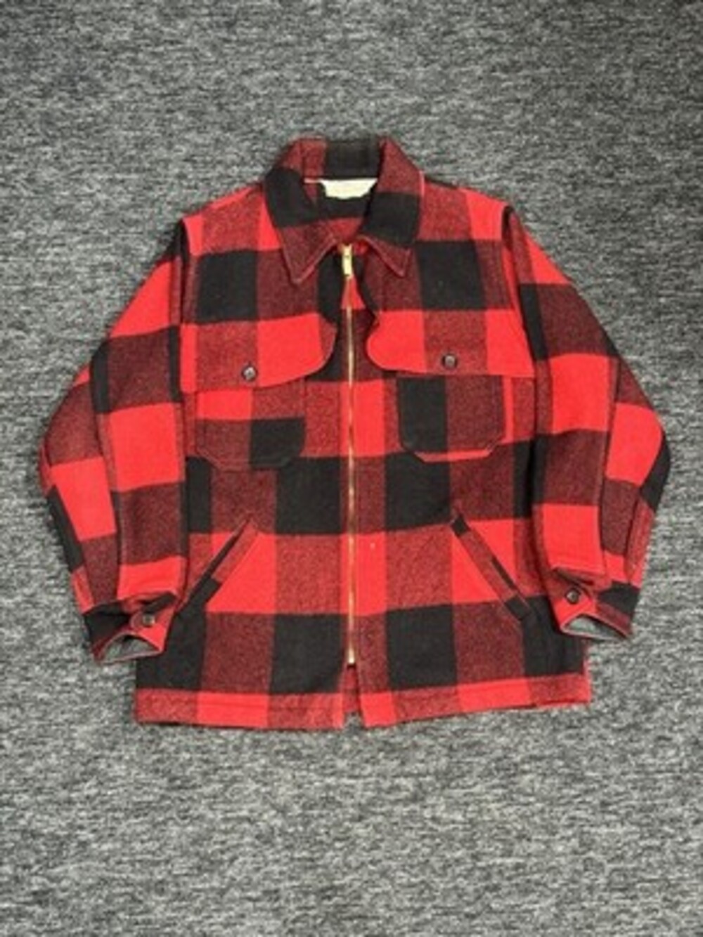 Vintage Woolrich Buffalo Plaid Wool Jacket Red Black USA Made Hunting Coat Large